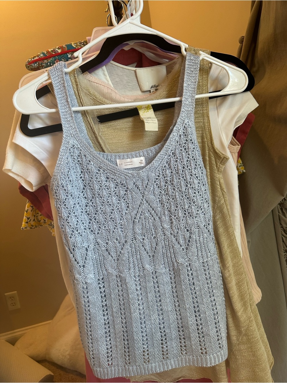 LC Lauren Conrad Light Blue Openwork Knit Tank